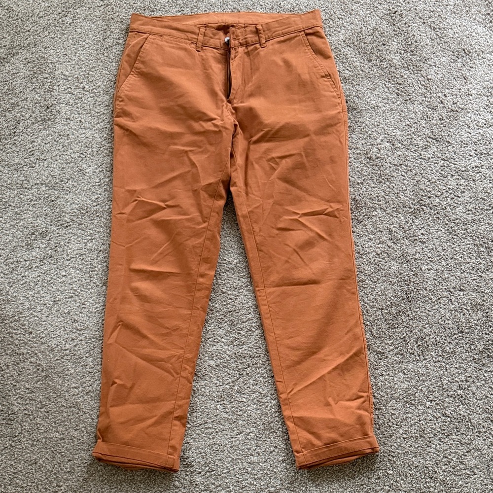 Men's Rust Orange Chino Pants - Straight Casual Fit
